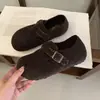 Sapatos Mary Jane de Lã Estilo Floresta Retrô para Mulheres, Sapatos Birkenstock Planos Macios Slip-On com Forro de Fleece, Mocassins Quentes de Algodão