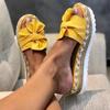 Site Independente Chinelos Femininos Tamanho Grande com Laço Nó Grande, Salto Anabela Solado Grosso, Sapatos de Praia e Solado de Corda de Juta, Chinelos Casuais Peep-Toe
