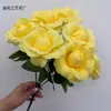 Buquê de Rosas Artificiais com 9 Pétalas, Decoração de Casamento, Flores Artificiais para Arranjo de Sala de Estar, Material para Arranjo de Flores, Várias Cores Disponíveis