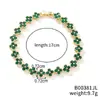Pulseira Colorida de Pedra Preciosa Flor de Trevo de Quatro Folhas Transfronteiriça Europeia e Americana, Fashionável e Versátil, Luxo Leve com um Toque de Alto Padrão, Pulseira de Cobre Cravejada com Zircônia de Diamante Completo