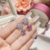 Notas de camelia Cuentas de rocío Rosa Barbie gema de amor aretes chapados en oro de 18K full diamond moño brillante aretes flexibles