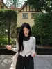 Cárdigan de punto versátil estilo coreano, adelgazante, a rayas, con bloques de color, nuevo conjunto de ropa exterior casual de manga larga con cuello redondo para otoño e invierno