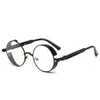 Gafas de Sol Hip-Hop Steampunk Patas de Metal con Resorte Gafas 58028 Estilo Europeo y Americano Genial Montura Redonda Gafas con Recubrimiento Tendencia