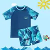 Novo Maiô Infantil de Verão Maiô de Menino Conjunto de Três Peças para Crianças de Meia-Idade e Grandes Maiô Conservador de Secagem Rápida Anti-Constrangimento