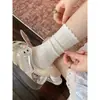 Calcetines Blancos Cómodos Caídos para Primavera y Verano, Calcetines Delgados y Transpirables Estilo Ballet, Calcetines de Verano Estilo Coreano Juveniles de Media Pantorrilla