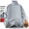Roupa de trabalho masculina para o escritório, vestimenta de grupo, novo modelo de inverno, cor sólida, forrado com fleece, grosso, suéter de gola alta