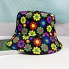 Chapéu de Sol de Verão Novo Europeu e Americano Transfronteiriço Viagem Chapéu de Pescador Estampa Floral de Girassol Colorido Verão Chapéu Feminino