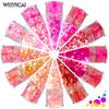 Lentejuela Redonda de Color Mágico Mixto 12 Colores Set de Lentejuelas para Decoración de Uñas Mate Nacarado Joyería para Decoración de Uñas Taladro Pegatina para Uñas