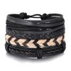 Set de Pulseras para Hombre de Venta Caliente Transfronteriza Nuevo Europeo y Americano Pulsera Trenzada de Cadena de Cuentas de Madera y Concha de Coco Pulsera de Cuero Multicapa