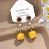 Pendientes originales de flor de circonita dulce de ultra-hada, elegantes pendientes de flor de rosa de perla de estilo antiguo de alto valor al por mayor