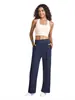2025 Moda Europea y Americana Nuevo Pantalón Recto Casual para Mujer Cintura Alta Botón Cinturón Elástico Bolsillo con Solapa Pantalón Pantalón de Pierna Ancha