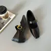 Zapatos de mujer estilo pastoral francés vintage Mary Jane de punta cuadrada con correa única suave, que aumentan la altura 5 cm