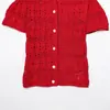 Comercio Exterior Transfronterizo 2026 Primavera Nueva Ropa para Mujer Moda Europea y Americana Calada Cómoda de Punto con Cuello Redondo y Manga Corta Chaqueta 808