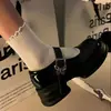 Zapatos Mary Jane de Tacón Alto Estilo Francés para Mujer, Retro, Adecuados con Faldas, Versátiles con una Sola Correa, Moño, Suela Gruesa, Tacón Grueso, Zapatos Pequeños de Piel