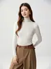 Nuevo Estilo de Otoño Suéter 100% Lana Peinada Fina Yangzi para Mujer Cuello Alto Estilo Simple para el Trabajo Capa Base de Punto Capa Base