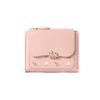 Cartera corta para mujer con estampado de color liso, tarjetero 2024, cartera con cremallera y cierre cruzado para mujer, venta al por mayor
