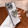 Adequado para Capa de Celular Iphone18, Borda Galvanizada de Silicone com Suporte de Coração de Diamante, 17 Apple 16 Promax Luxo Novo Modelo