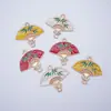 Estilo Antigo Liga Liga Gota de Óleo Ventilador Duplo Pendurado Tendência Nacional Leque Dobrável DIY Brincos Acessórios de Cabelo Pendurado no Carro Acessórios de Joias Material Atacado