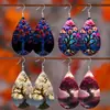 Aretes Transfronterizos con Acrílico Impreso de Gota de Agua Estilo Bohemio de Acrílico con Forma de Lágrima con Cintas Colgantes Coloridas