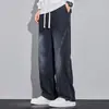 Jeans Masculino de Perna Larga Plus Size 2026 Primavera/Verão Solto Reto Estilo Americano Patchwork Marca Tendência Calças Longas