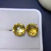Aretes de Citrina Amarilla Natural, Color Hermoso, Plata S925 Finamente Elaborados con Piedra Principal Incrustada Tamaño 12*12mm