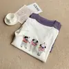 Camisa Casual Retrô Estampada Três Ursos de Manga Curta, Leve e Respirável Algodão Floco de Neve Verão Solta Emagrecedora Top para Mulheres