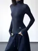 Camisa Básica de Gola Alta para Mulheres Outono e Inverno 2025, Efeito Emagrecedor, Camiseta Fashion e Estilosa de Manga Longa Top com Efeito Emagrecedor