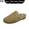 Versión de cuero, suela ultrasuave, cómodos para los pies, sin tacón, sandalias cerradas tipo Birkenstock para mujer con separación de dedos