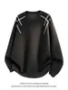 Sudadera de otoño para hombre, corte holgado, cuello redondo, con costuras visibles, estilo americano moderno, chaqueta sin capucha de manga larga para adolescentes