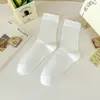 Meias de Algodão 100% de Xinjiang para Mulheres, Brancas, Sem Costura, Antibacterianas, Resistentes a Odores, Respiráveis, Meias Folgadas para Primavera e Verão, Algodão Puro, Versáteis e Modernas