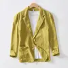 Ropa de Hombre Transfronteriza El Popular Traje Casual para Hombre de Amazon Chaqueta de Una Sola Capa Color Sólido Algodón y Lino Moda Casual Tops para Hombre