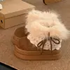 Botas de Nieve Retro Versátiles de Invierno para Mujer 2026 Nuevo Estilo Botas de Algodón con Suelas Gruesas, Peludas, Forradas de Lana, Engrosadas, Zapatos de Algodón Grandes Cálidos