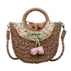 Bolso de mano grande de paja tejido a mano para mujer, adecuado para viajes, vacaciones y uso casual, versátil bolso de hombro y bolso de mano