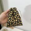 Mini Bolsa de Lona de Pana con Cordón Ajustable Bolsa de Almacenamiento Floral Portátil Bolsa para Guardar Llaves y Cambio Bolsa Pequeña Portátil de Viaje