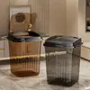 Lixeira de cozinha com tampa transfronteiriça, grande capacidade com tampa, sensação de luxo leve e de alta qualidade, adequada para escritórios e quartos de hotel, lixeira transparente