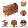 Bolsa de tocador de cuero de búfalo de alta calidad para hombre, estilo europeo y americano, para viajes de negocios, bolsa cosmética portátil, bolsa de almacenamiento de tocador para viajes