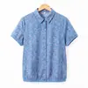 Nova Camisa de Manga Curta de Verão para Mãe de Mulheres de Meia-Idade e Idosas Top Fino de Algodão Puro Roupas para Pessoas de 60 Anos Mulher Estilosa