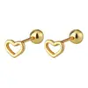 Pendientes de botón con forma de corazón de plata S925 con rosca, temperamento femenino, sencillos, huecos, con forma de corazón, para dormir sin preocupaciones.