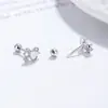 Brincos de Laço Femininos Prata 925 Leve Luxo Toque de Alto Padrão Coração Diamante Zircônia Joias Design de Nicho Piercings de Cartilagem