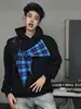 Moletom Xadrez com Laço Estilo Americano Bonito Masculino Primavera e Outono Novo Estilo Preppy com Capuz Solto Efeito Emagrecedor Manga Longa Tendência