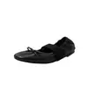 Zapatos Mary Jane de piel de oveja de primera capa para mujer, zapatos planos cómodos, cuero genuino por dentro y por fuera, punta redonda, lazo, zapatos de tacón bajo, talla de mujer 40