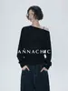Annachic Verão Estilo Preguiçoso_Fina Transparente Ombro a Ombro Tricô Blusa Fashionável Solta Ombro a Ombro 10787