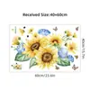 Flor de Girasol Acuarela de Dibujos Animados Mariposa Adhesivo de Pared Autoadhesivo Estilo Pastoral Decoración de Embellecimiento de Habitación Pegatina Br64615