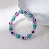 Pulseira Elástica Popular Azul Olhos Pedra Negra Contas Pulseira Simples Pulseira de Contas Olho Grego Venda Quente Transfronteiriça