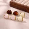 Brincos Europeus e Americanos Novos de Resina Âmbar Aço Inoxidável Brincos Moda Retrô Estilo Maillard Brincos de Aço Titânio Joias
