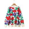 Suéter Pulôver de Lã de Ovelha Grosso Solto Novo Outono/Inverno 2026 com Flor Vermelha Grande Estilo Coreano Jacquard Pesado Estilo Preguiçoso Suéter Feminino