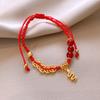 Pulsera tejida a mano con letra electrochapada en oro real Nuevo Chinoiserie Pulsera Roja de Año Nuevo Atmósfera Festiva Adornos de Mano Festivos