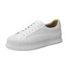 Zapatos de Plataforma Estilo Deportivo de Suela Gruesa tipo Galleta, Tenis de Piel Versátiles Nuevos para Mujeres Bajitas, Zapatos Blancos Casuales que Aumentan la Altura para Mujeres