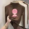 Blusa casual de manga comprida para meninas DeRong, nova coleção outono e inverno, design estiloso e versátil de gola alta para crianças mais velhas
