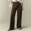 Calça de Veludo Fina de Cintura Alta Slimming Elástica de Cintura Versão Estreita Perna Larga Cruzada Europeia e Americana Feminina Nova Primavera e Outono 2026